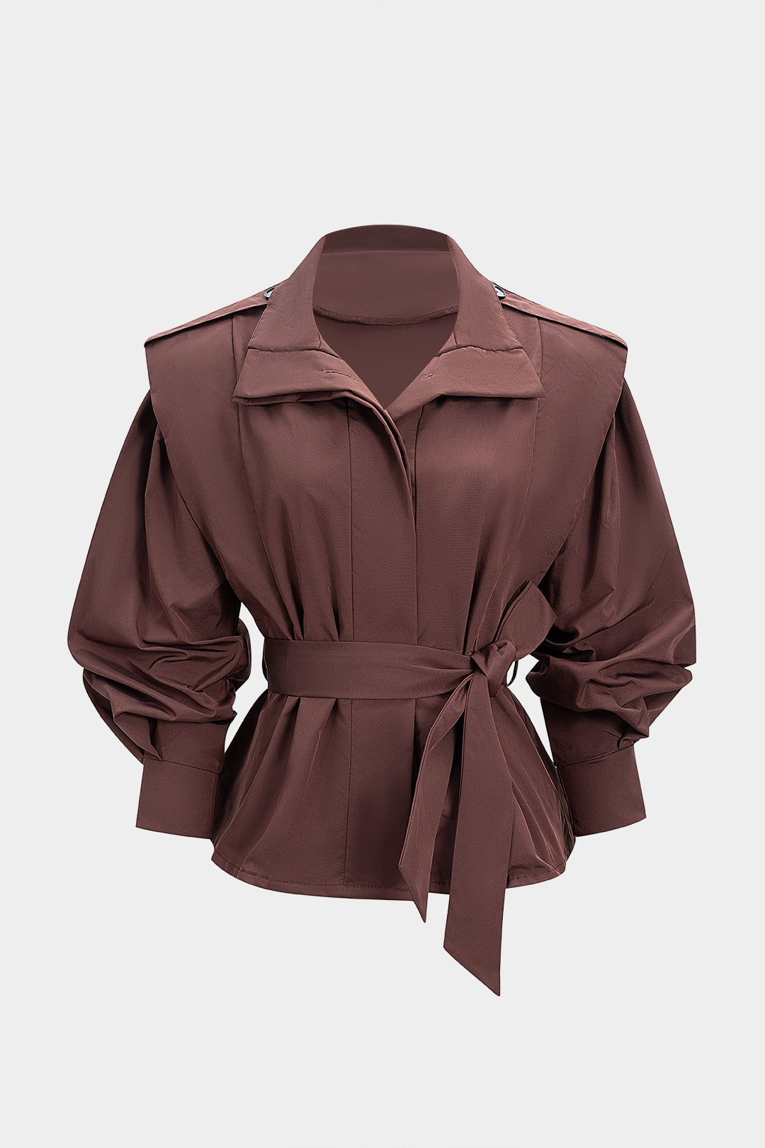 Chaqueta de manga larga con solapa y cintura ajustable